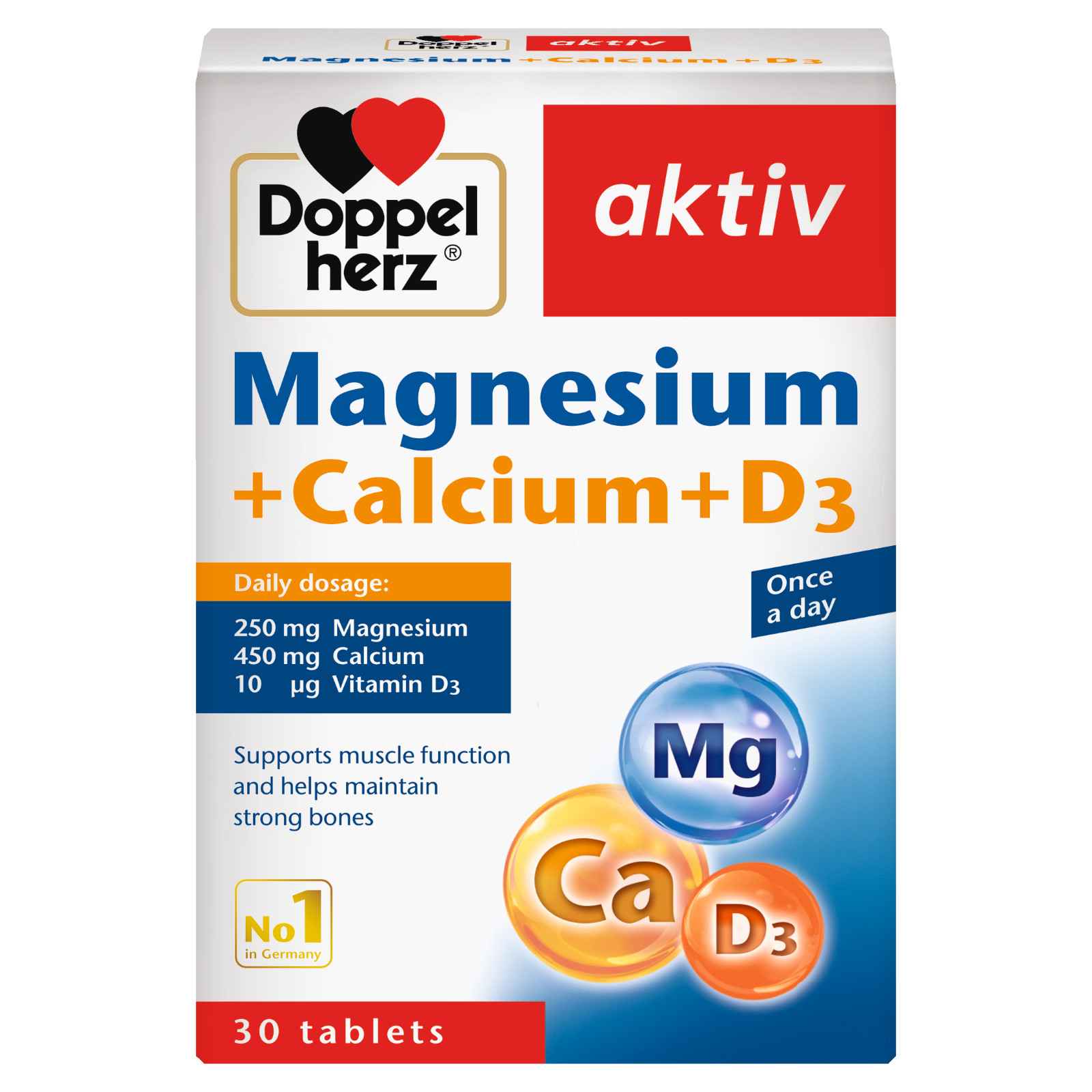 DOPPERHERZ MAGNESIUM+CALCIUM+VITD3 TABS 30 - Product Image