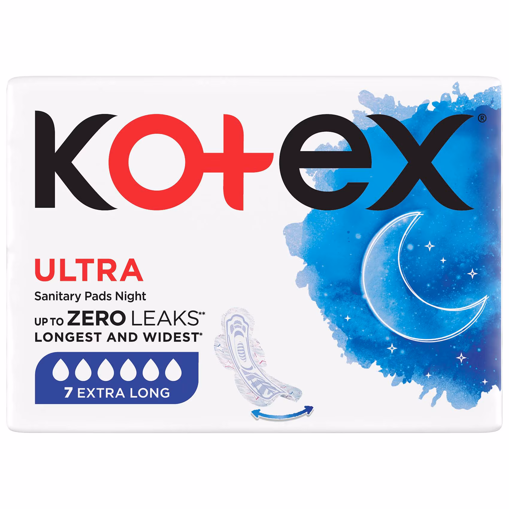 K0TEX ULTRATHIN NIGHT PADS 7'S - Product Image